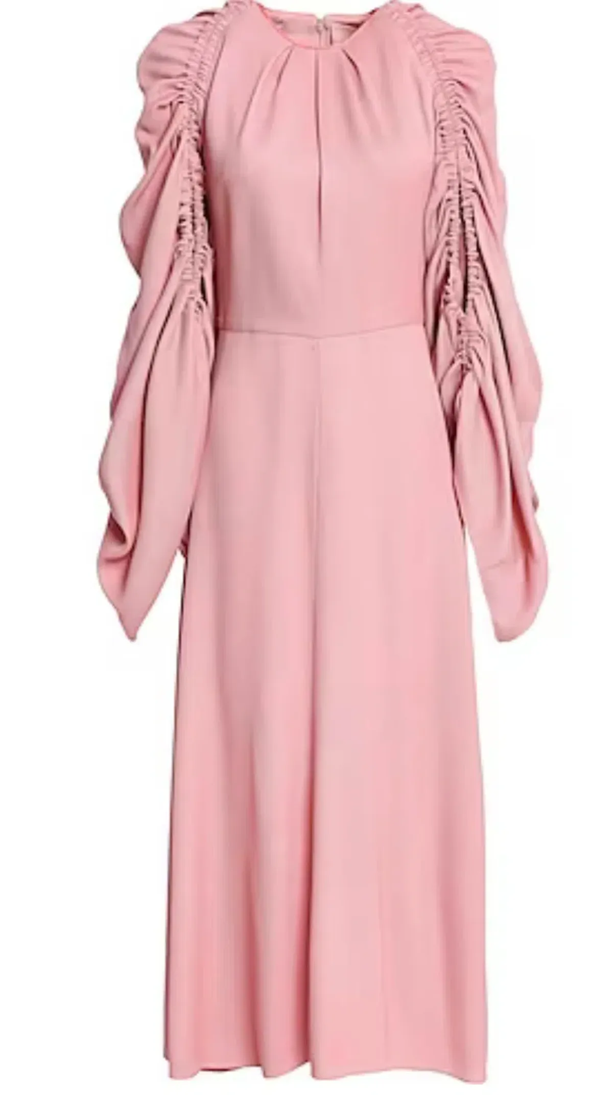 Roksanda Silk Midi Dress With Ruched Sleeves Pastel Pink Size AU 8 - Image 4