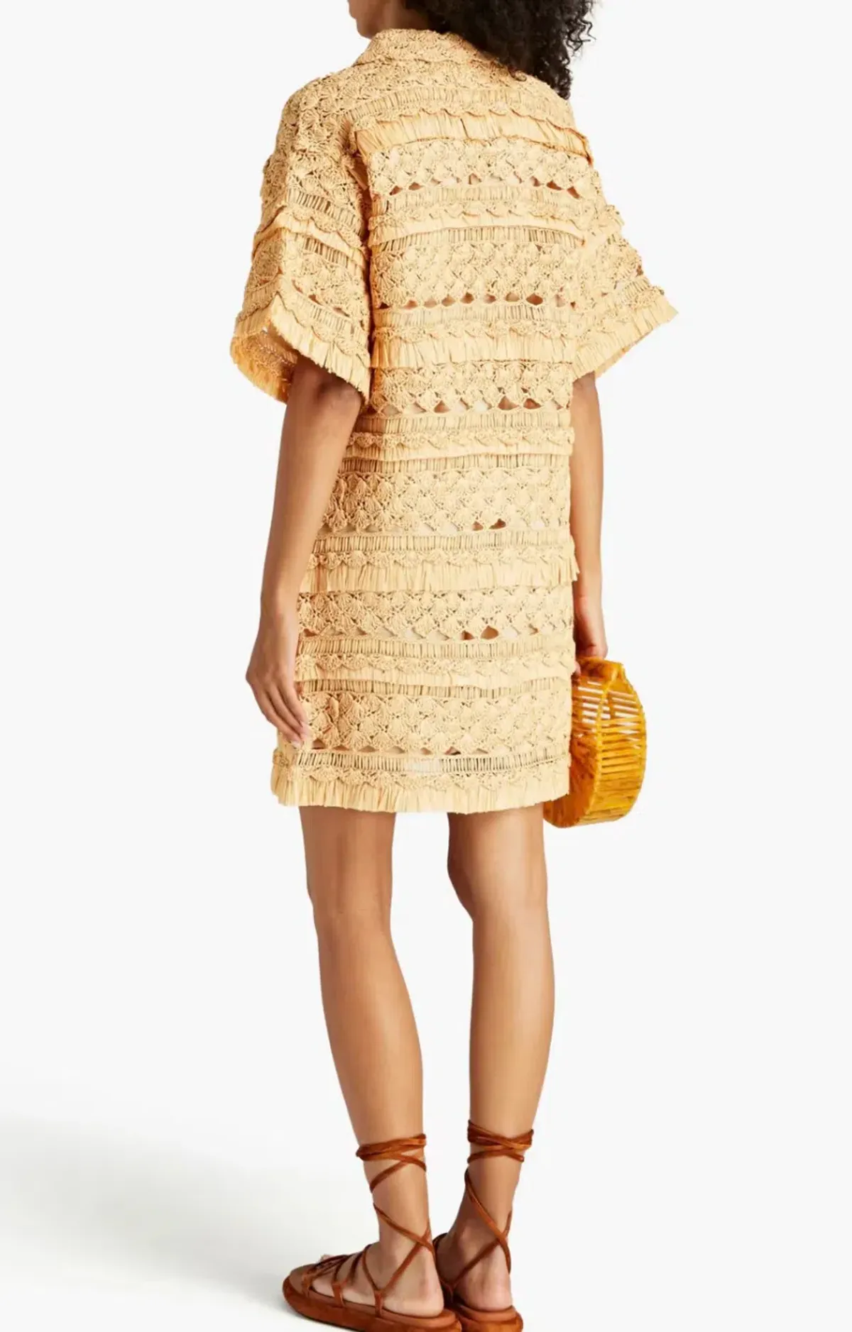 Zimmermann Postcard Straw Crochet Mini Dress Beige Size 0/AU 8 - Image 2