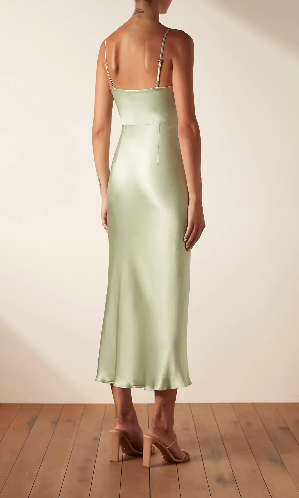 Shona Joy Felicity Lace Up Midi Dress Green Size AU 8 - Image 2