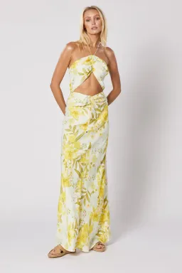 Winona Belvedere Maxi dress Yellow Print Size M/Au 10 for rent on The Volte - image 1
