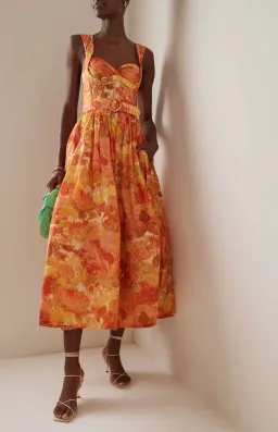 Zimmermann The High Tide Picnic Dress in Citrus Ikat Floral Size 1/Au 10  for rent on The Volte - image 1
