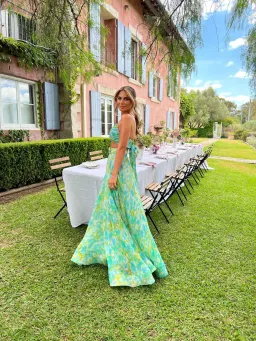 Zimmermann High Tide Twist Crop Bodice And Skirt Set Aqua Ikat Size 0/Au 8 for rent on The Volte - image 2