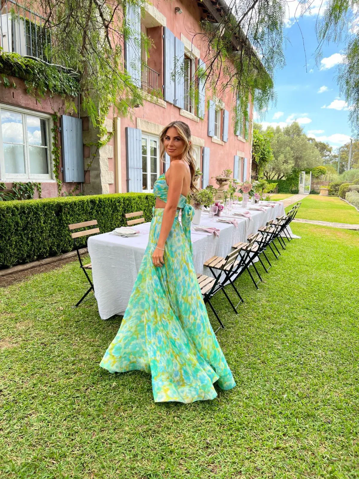 Zimmermann High Tide Twist Crop Bodice And Skirt Set Aqua Ikat Size 1/Au 10 - Image 2