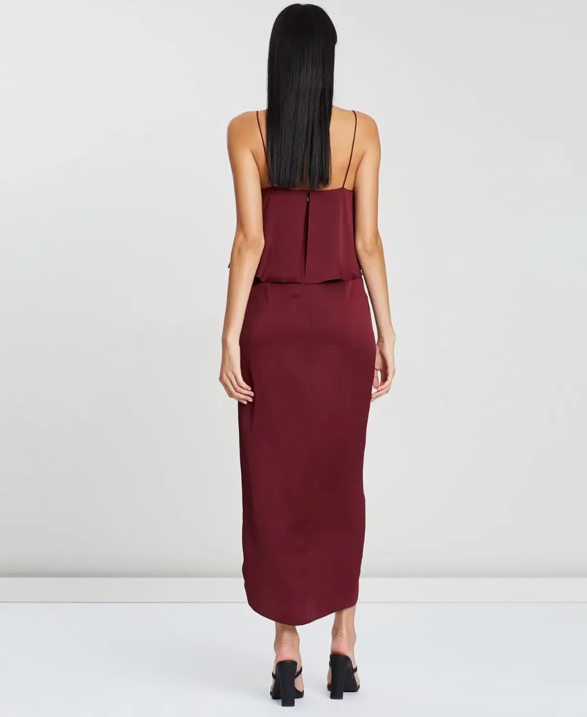 Shona Joy Luxe Cocktail Frill Dress Burgundy Size 10 - Image 2