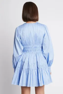 Aje Fallingwater Gathered Mini Dress In Powder Blue Size 8 for rent on The Volte - image 3