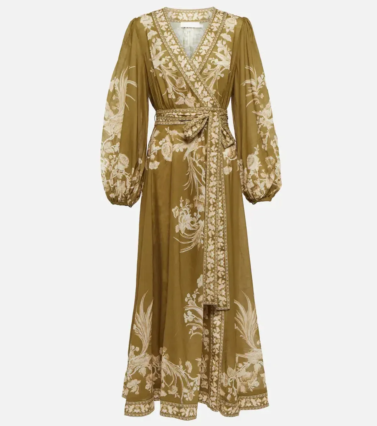Zimmermann Anneke Wrap Midi Dress Olive Bird Size 0P/Au 6 - Image 1