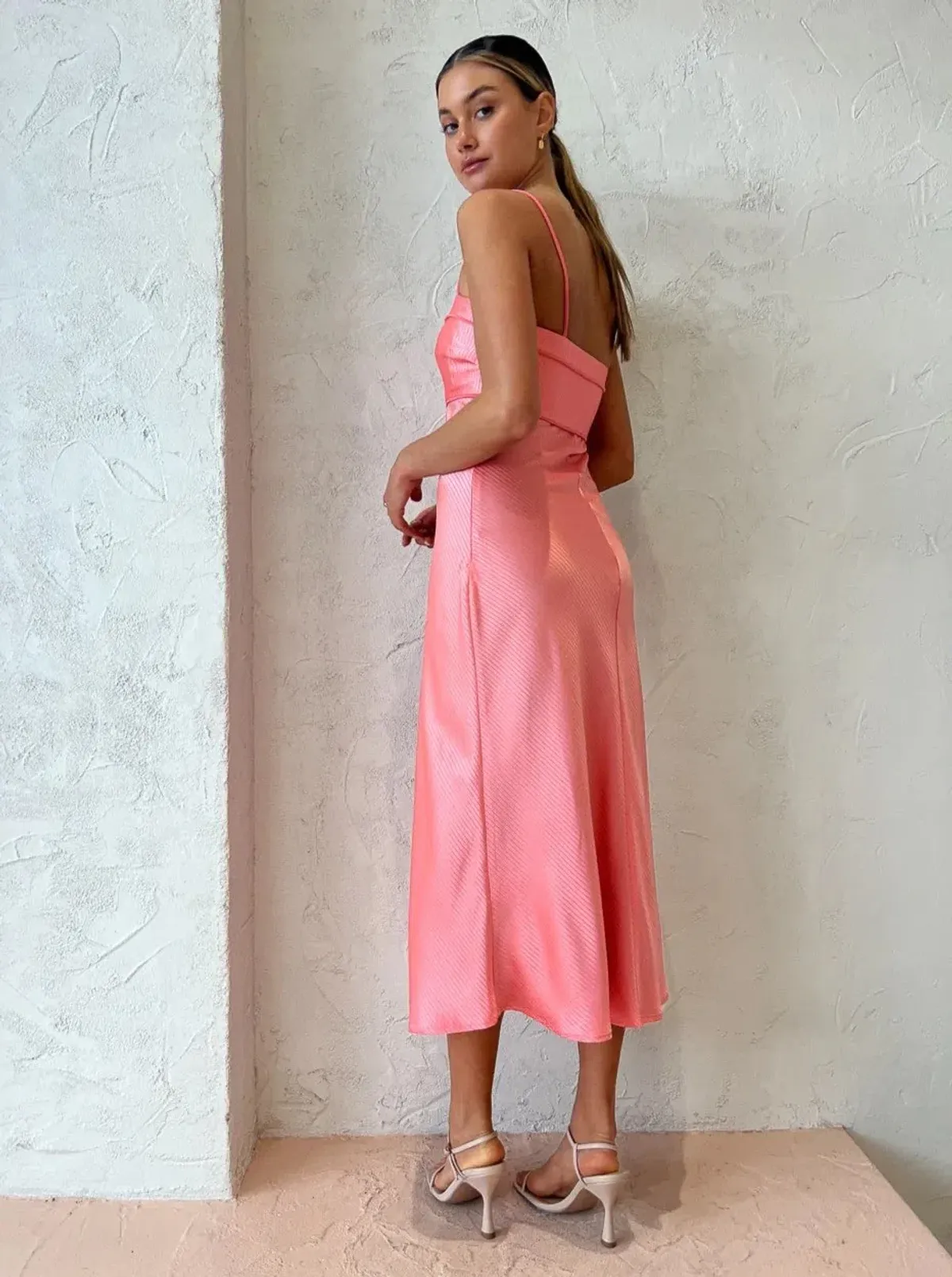 By Johnny Lisette Midi Dress in Watermelon Size 8 / S - Image 3