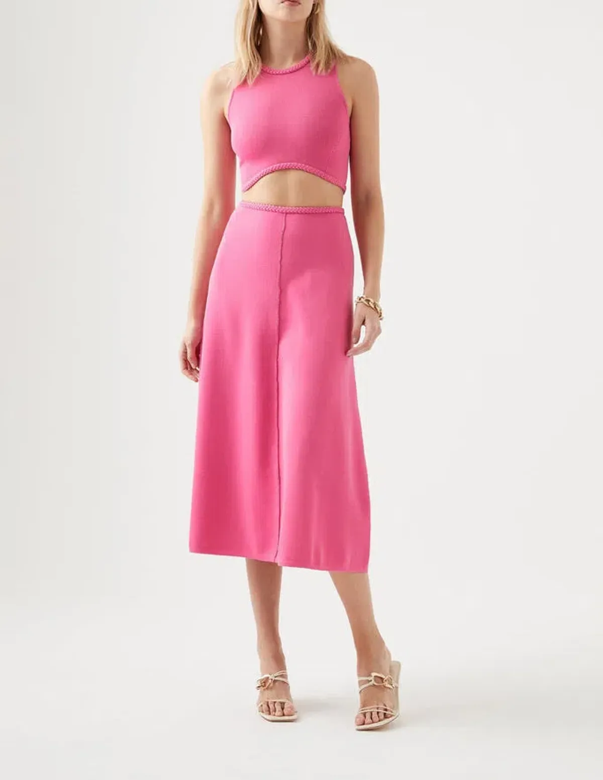 Aje Elm Braided Knit Tank Top Pink Size L / Au 12 - Image 2