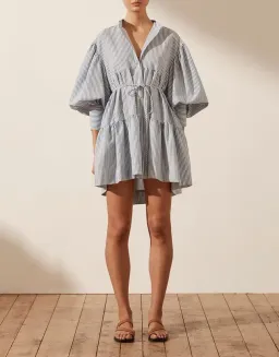 Shona Joy Roberta Balloon Sleeve Tiered Mini Dress Blue Size 8 / S for rent on The Volte - image 1