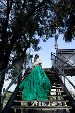 Christopher John Rogers Silk Taffeta Maxi Skirt Green Size 8 for rent on The Volte - image 3