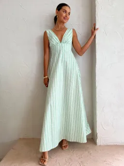 Aston Studio Betty Stripe Dress Green Size AU 10 for rent on The Volte - image 1