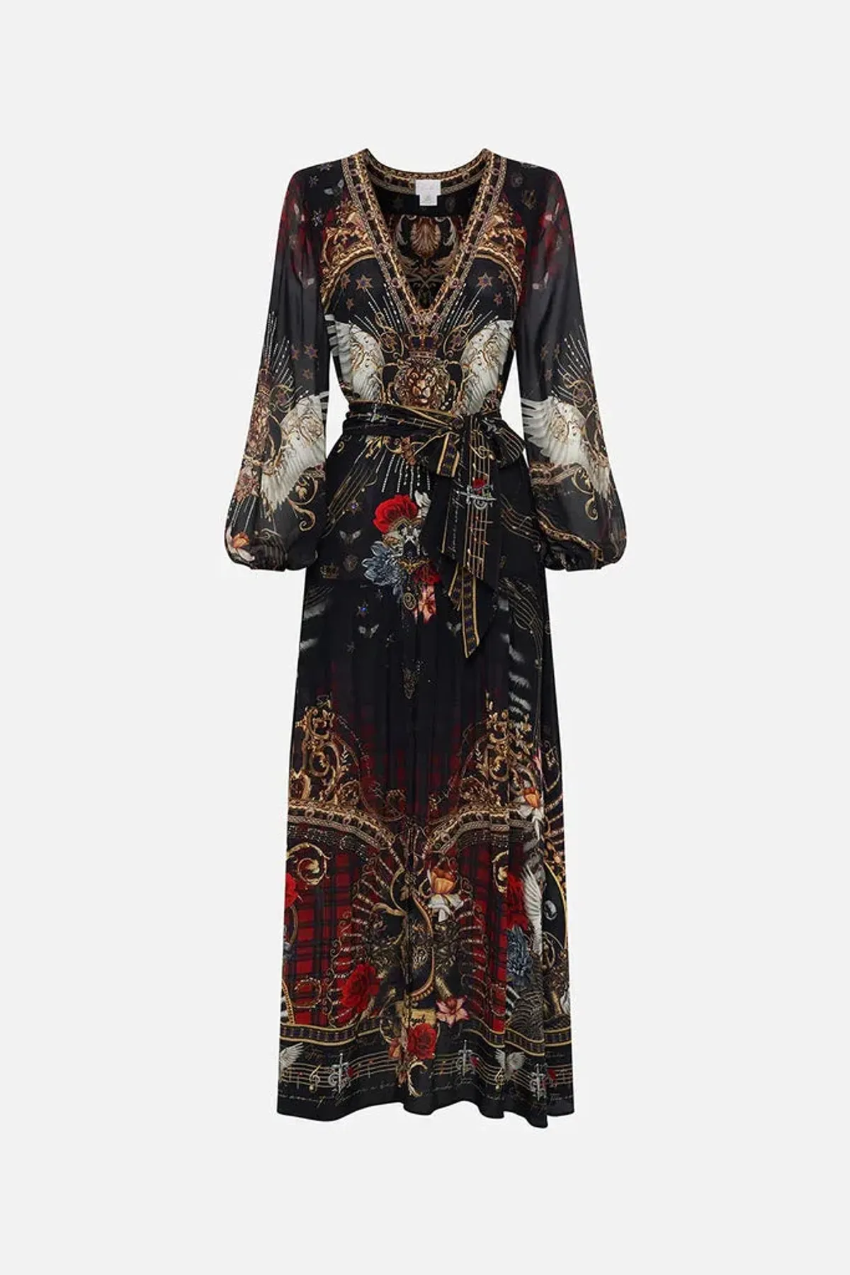 Camilla Robbie Williams 'Do I Entertain You" V Neck Belted Dress Print Size 14 - Image 4