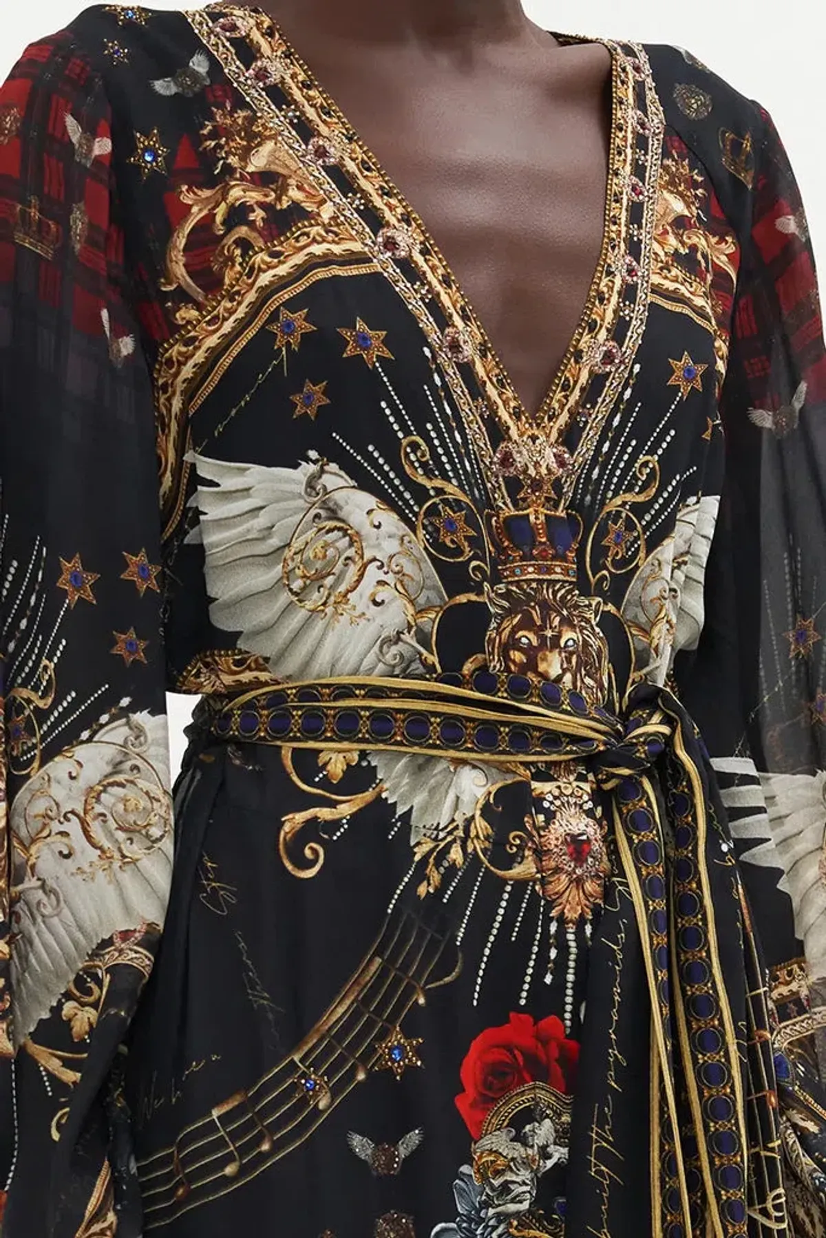 Camilla Robbie Williams 'Do I Entertain You" V Neck Belted Dress Print Size 14 - Image 2