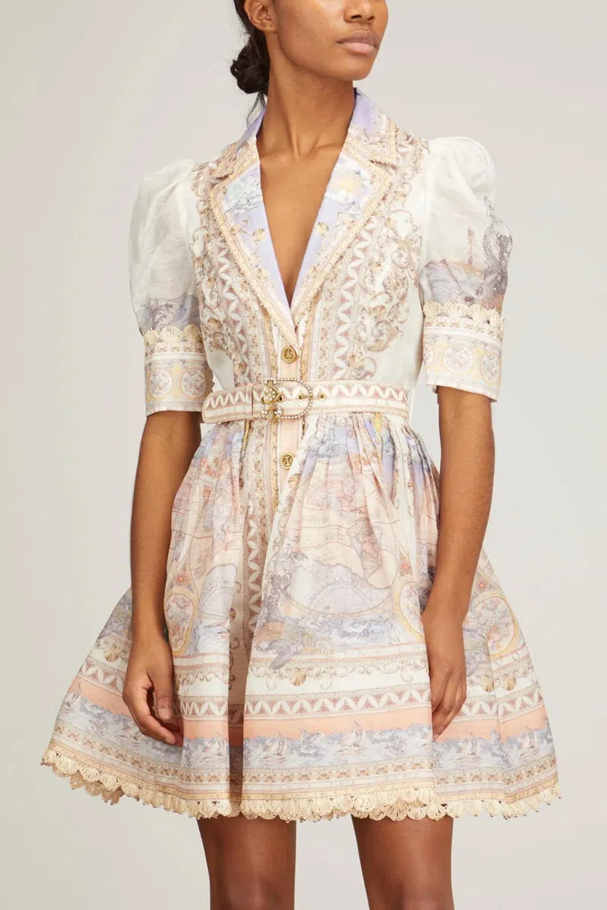 Zimmermann High Tide Mini Shirt Dress Odyssey Print Size 0 / Au 8 - Image 2