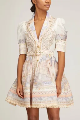 Zimmermann High Tide Mini Shirt Dress Odyssey Print Size 0 / Au 8 for rent on The Volte - image 2
