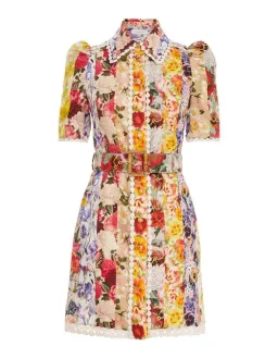 Zimmermann Wonderland Floral Shirt Dress Spliced Stripe Floral Size 1 / AU 10 for rent on The Volte - image 2