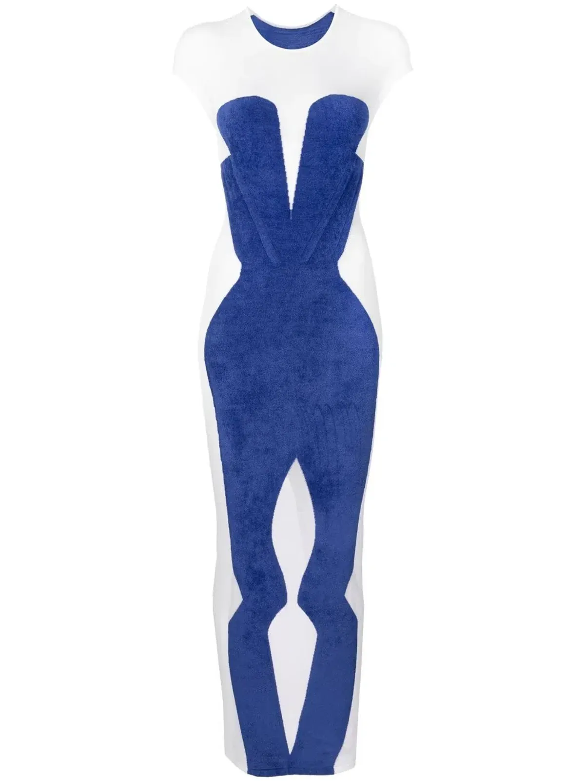 Dion Lee Chenille Intarsia Maxi Dress Blue/White Size XS / Au 6 - Image 4