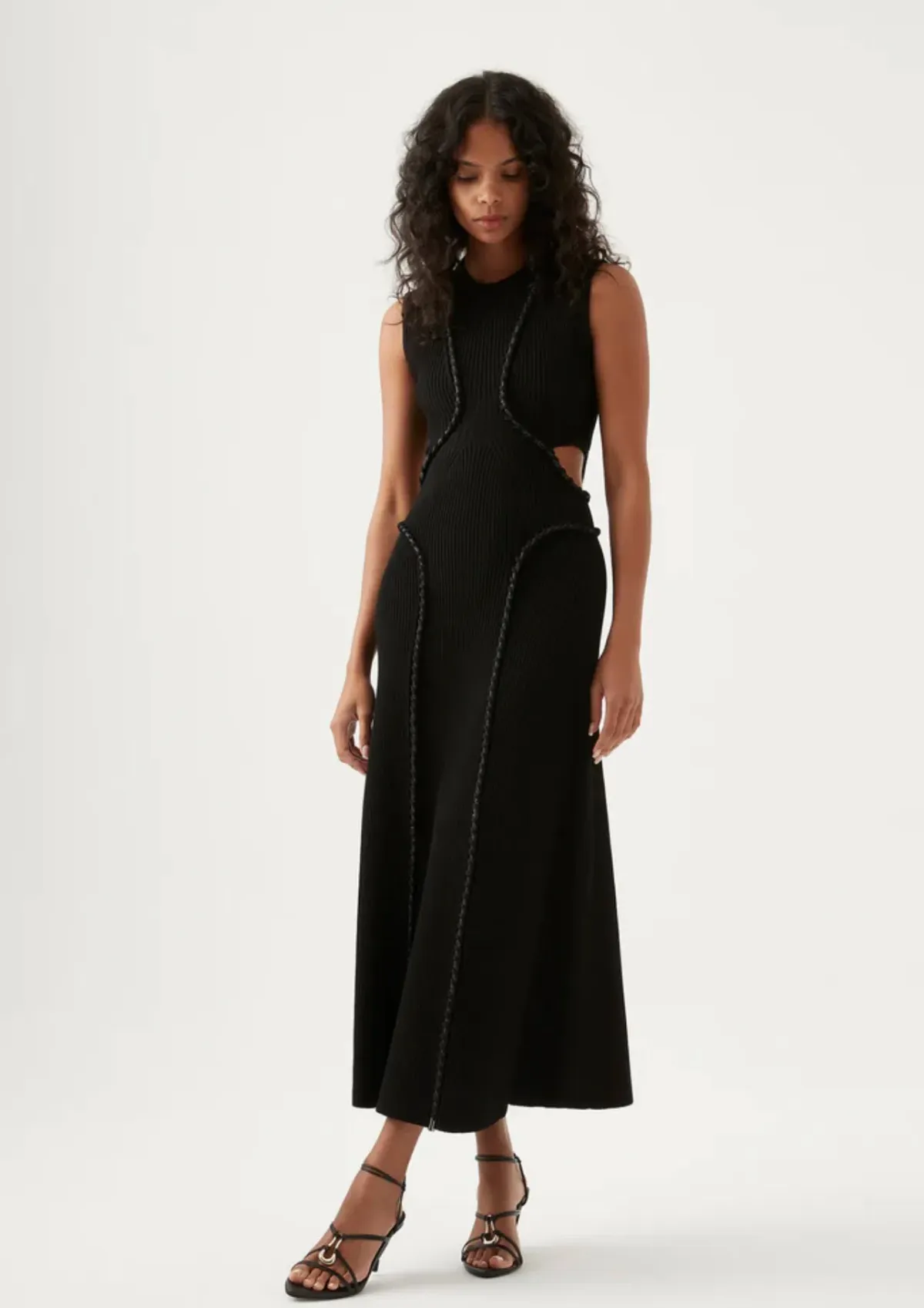 Aje Arp Cut Out Knit Midi Dress Black Size AU 12 - Image 1