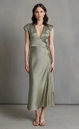 Bec and Bridge The Dreamer Wrap Dress Sage Size 12  for rent on The Volte - image 1