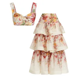 Zimmermann Wonderland Bralette and Tiered Skirt in Elka Poppy Ivory Print Size 0/AU 8 for rent on The Volte - image 4