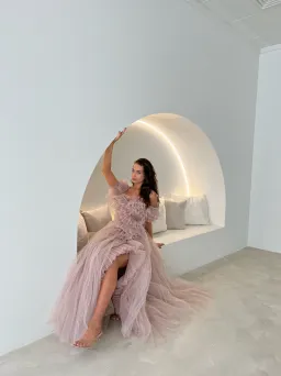 Tarik Ediz Patrice Dress Blush Size 10  for rent on The Volte - image 1