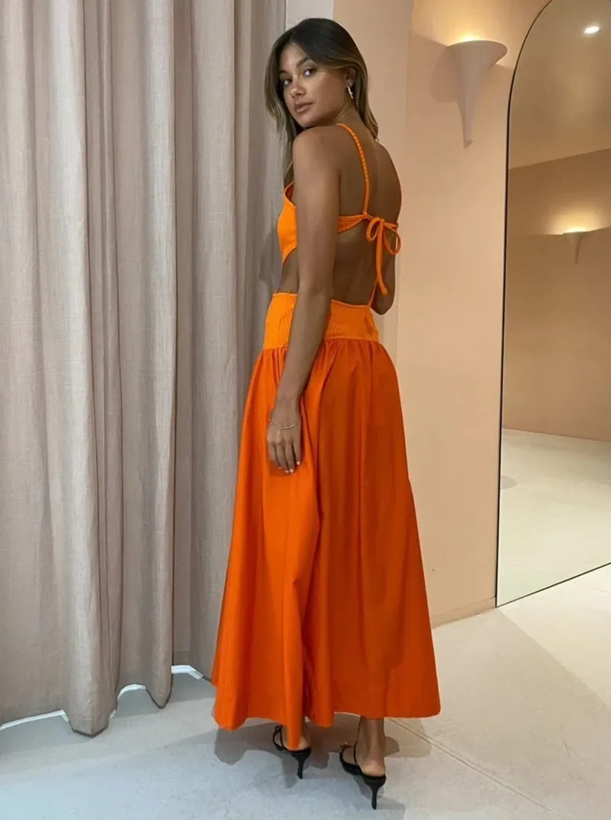 Bec & Bridge Ula Cut Out Dress Orange Size 6 - Image 4