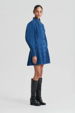 Scanlan Theodore Denim Cocoon Sleeve Mini Dress Size 6 for rent on The Volte - image 2