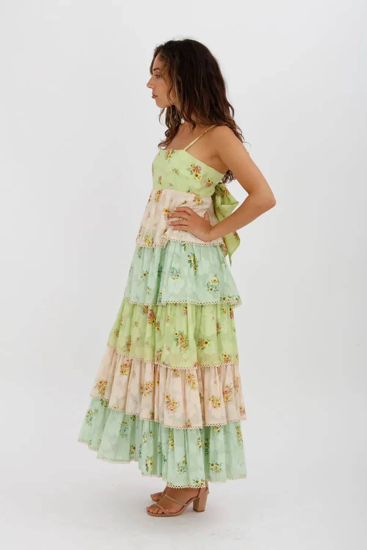 Alemais Clementine Tiered Maxi Dress Multi Floral Size 10 - Image 4