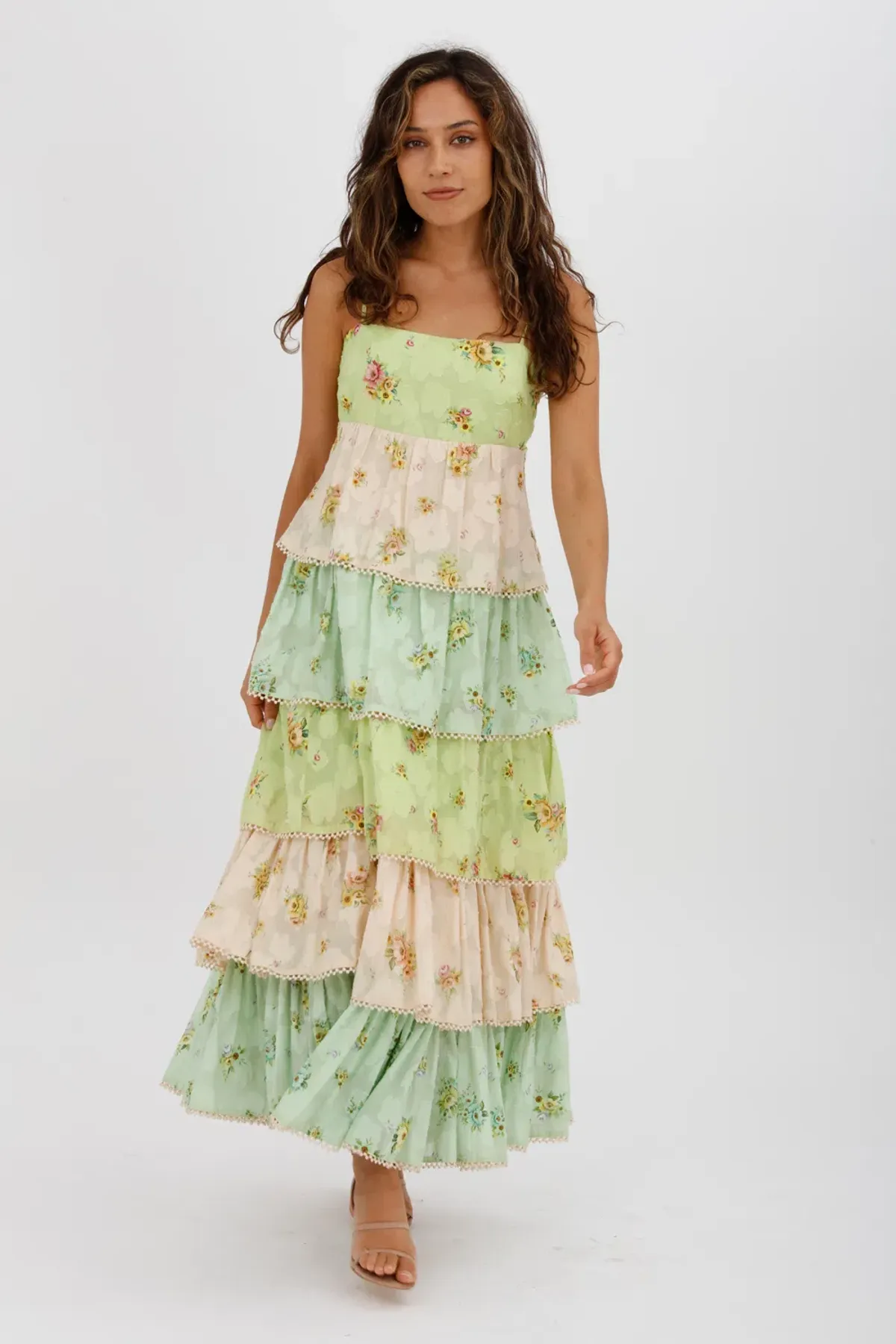 Alemais Clementine Tiered Maxi Dress Multi Floral Size 10 - Image 1