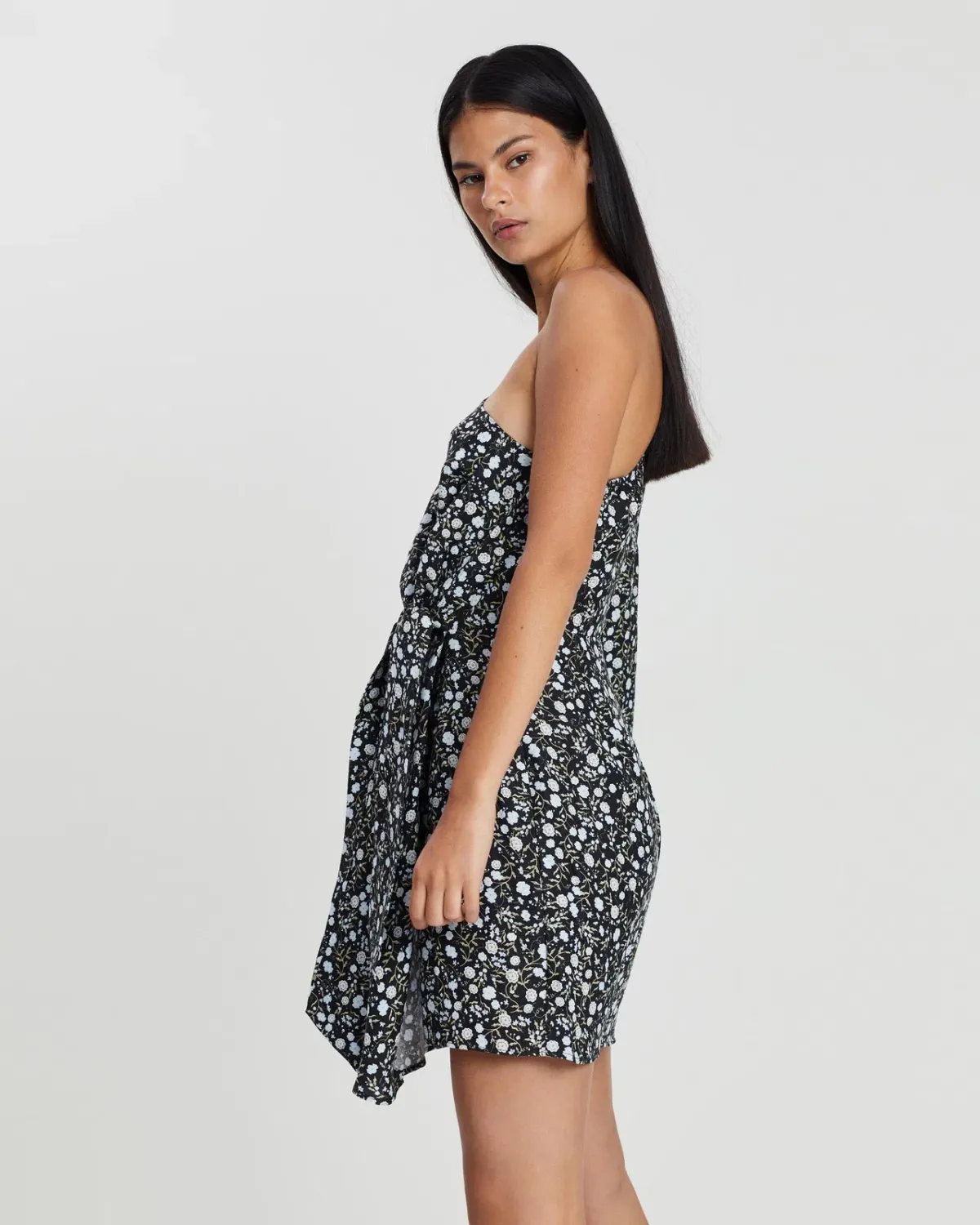 Shona Joy Parker One Shoulder Draped Mini Dress Floral Size 12 - Image 4