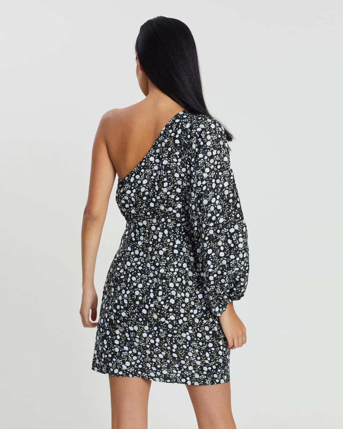 Shona Joy Parker One Shoulder Draped Mini Dress Floral Size 12 - Image 3