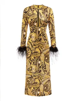 Alice McCall Feather Midi Dress Gold Dust Size AU 6 for rent on The Volte - image 6