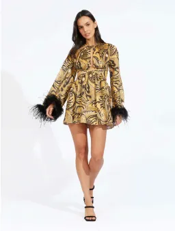 Alice McCall Feather Mini Dress Gold Dust Size AU 6 for rent on The Volte - image 3