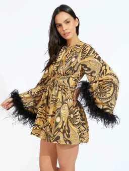 Alice McCall Feather Mini Dress Gold Dust Size AU 8 for rent on The Volte - image 5