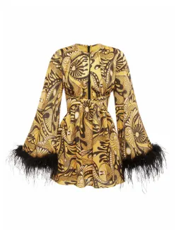 Alice McCall Feather Mini Dress Gold Dust Size AU 8 for rent on The Volte - image 6