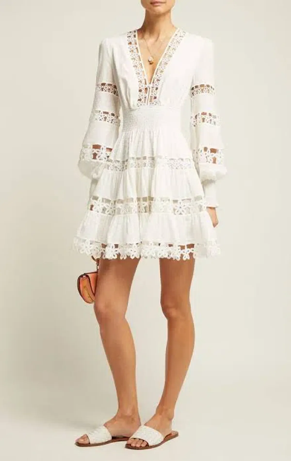 Zimmermann Primrose Daisy Embroidered Lace Short Dress White Size 1 / AU 10 - Image 2