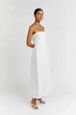 Dissh Lexi White Linen Midi Dress White Size AU 10 for rent on The Volte - image 2