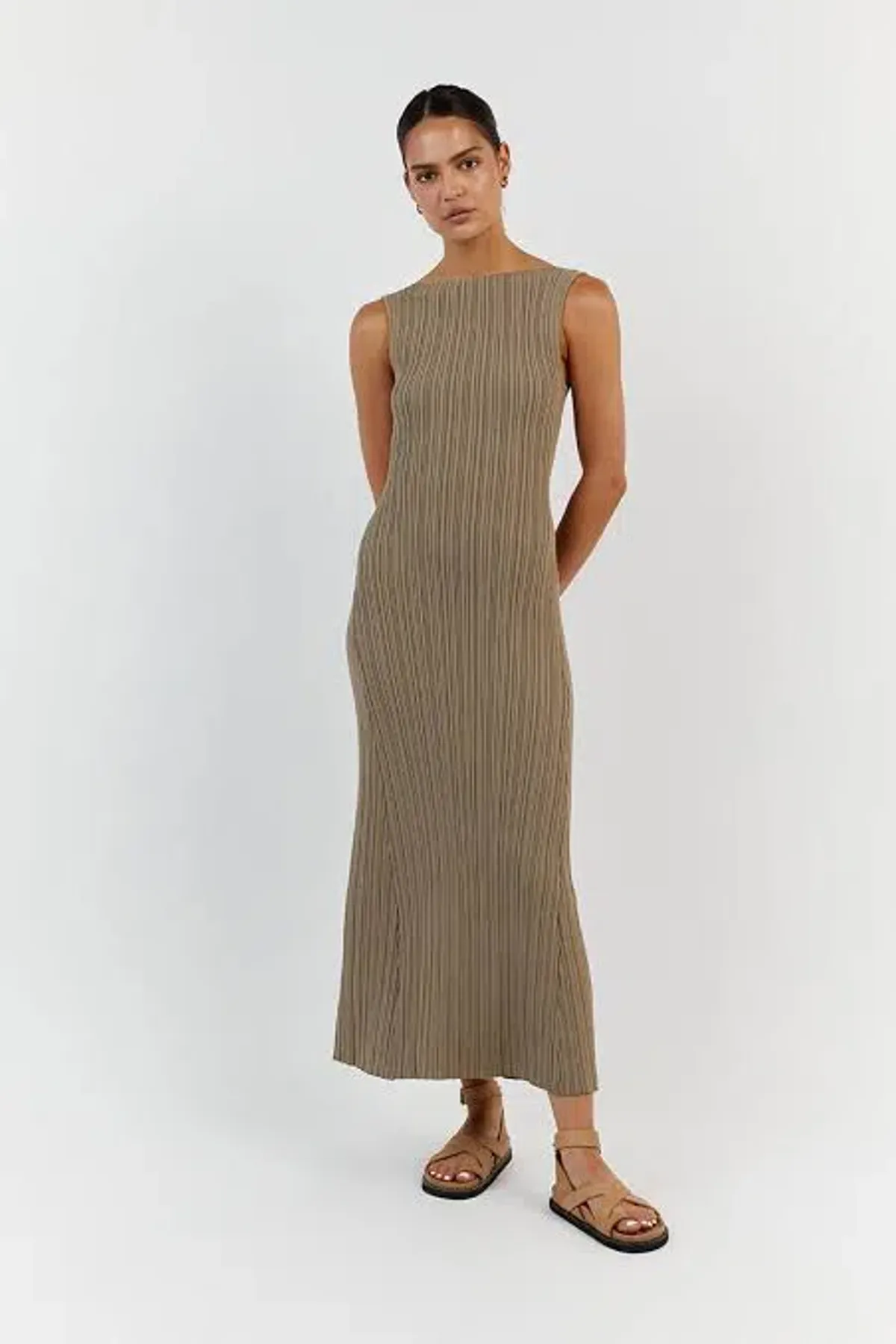 Dissh Ivy Moss Midi Dress Brown Size AU 8 - Image 1