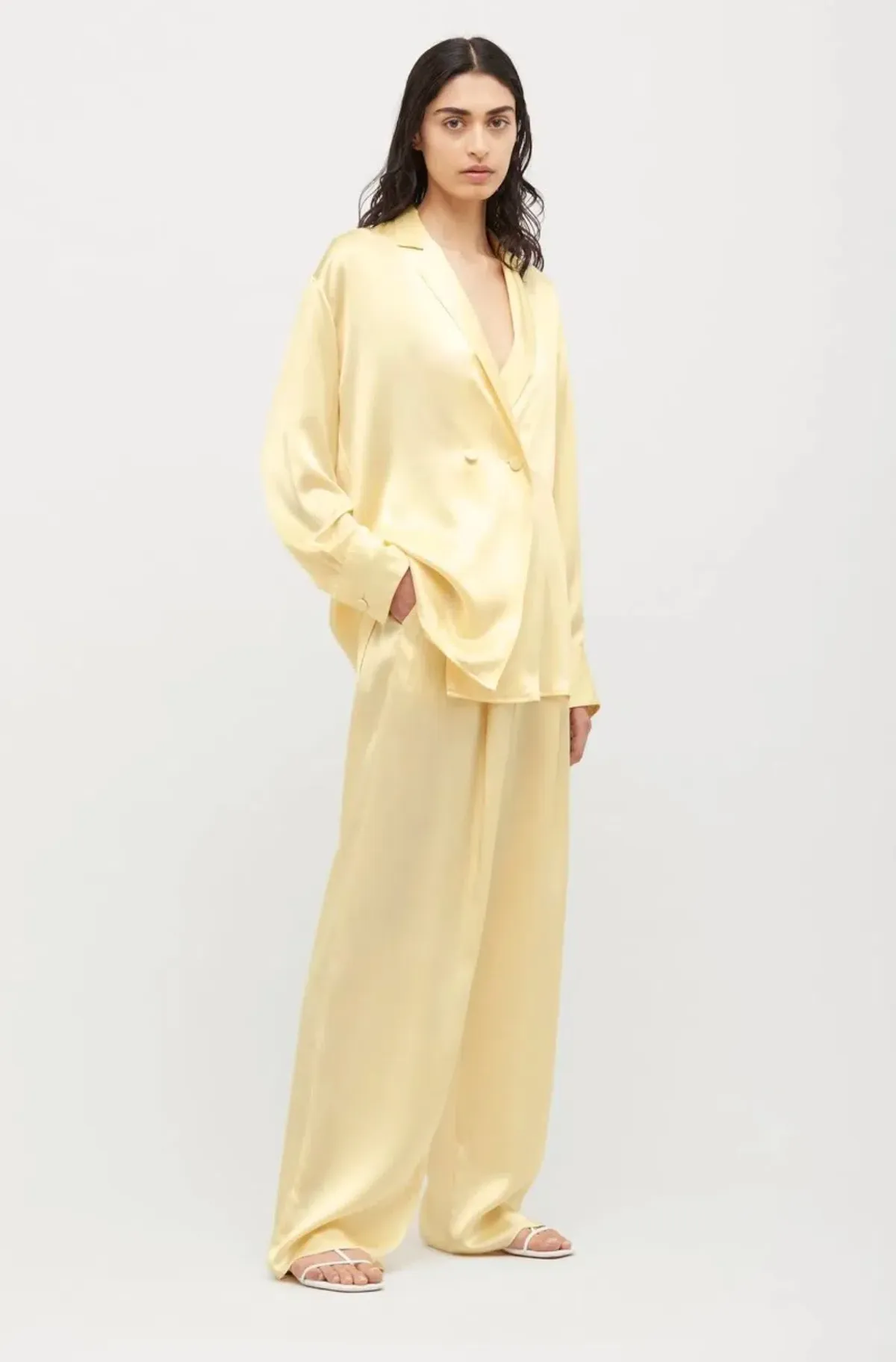 Michael Lo Sordo Relaxed Silk Boy Pant Pale Yellow Size AU 8 - Image 2