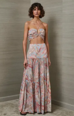 Bec & Bridge Miami Palm Skirt and Top Pink Set Size AU 6  for rent on The Volte - image 2