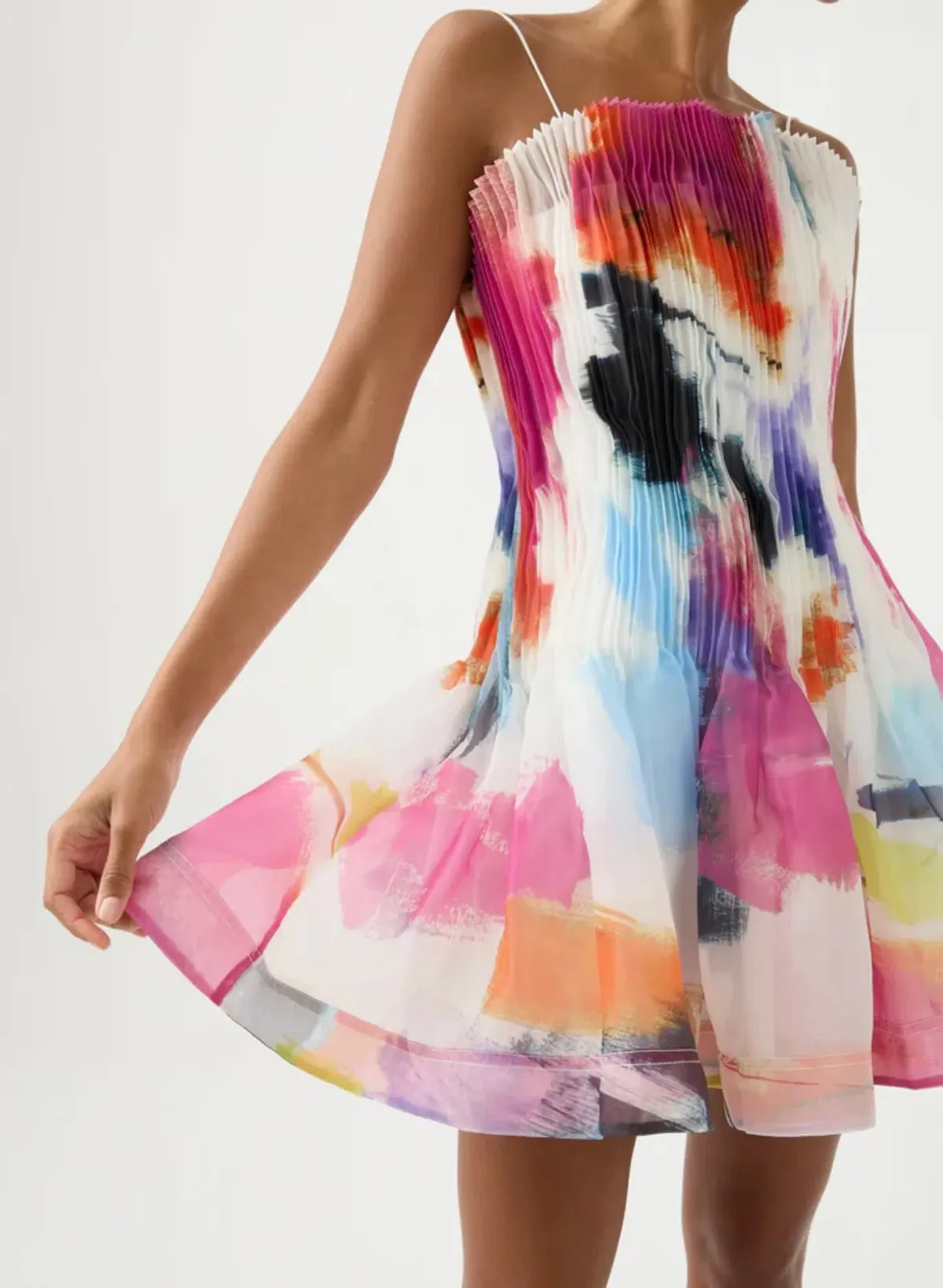 Aje Celestial Pleated Mini Dress Multi-colored Size AU 6 - Image 3