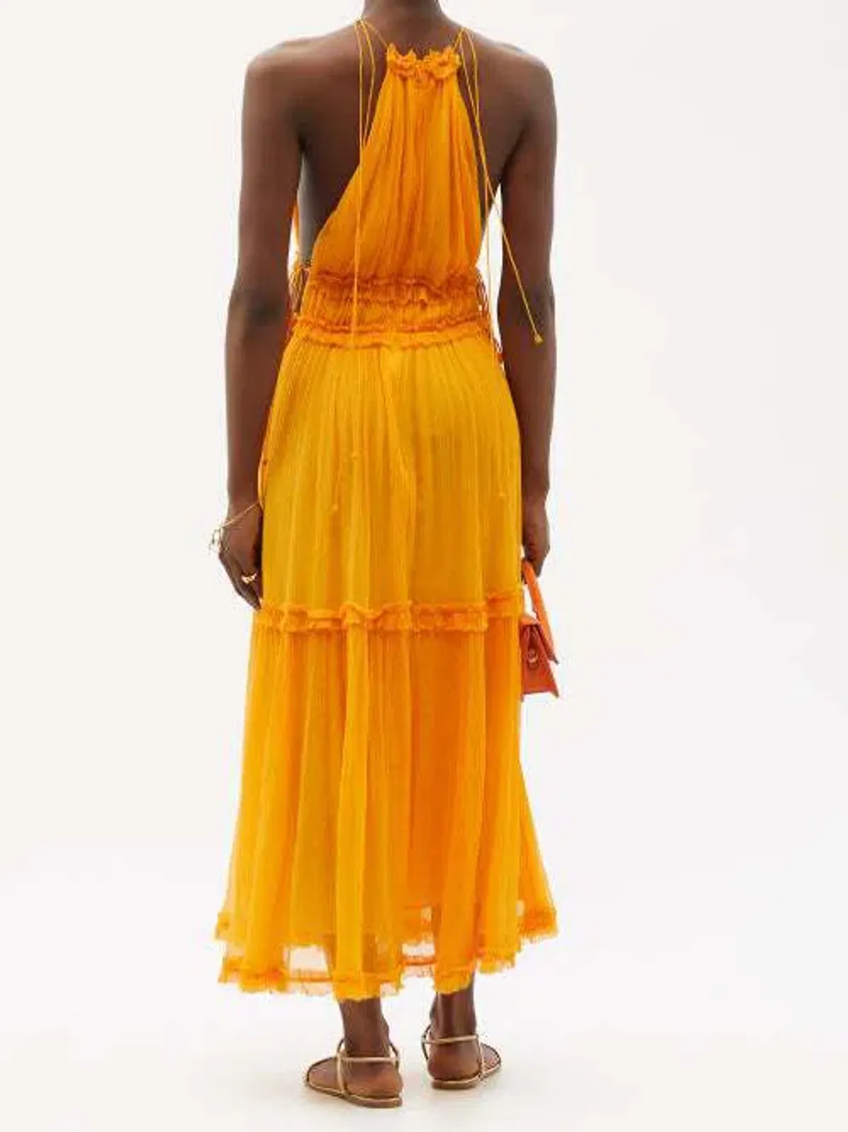 Zimmermann Mae Ruffled Silk Midi Dress Mango Size 2 / Au 12 - Image 2