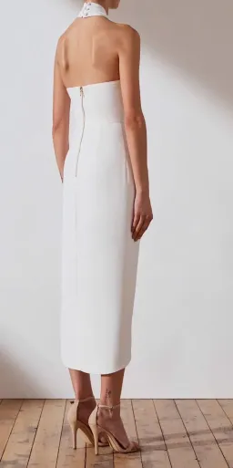 Shona Joy Knot Draped Midi Dress Ivory Size 10 for rent on The Volte - image 3