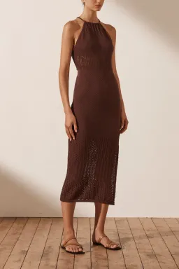 Shona Joy Calypso Crochet Open Back Midi Dress Brown Size S / Au 8 for rent on The Volte - image 2
