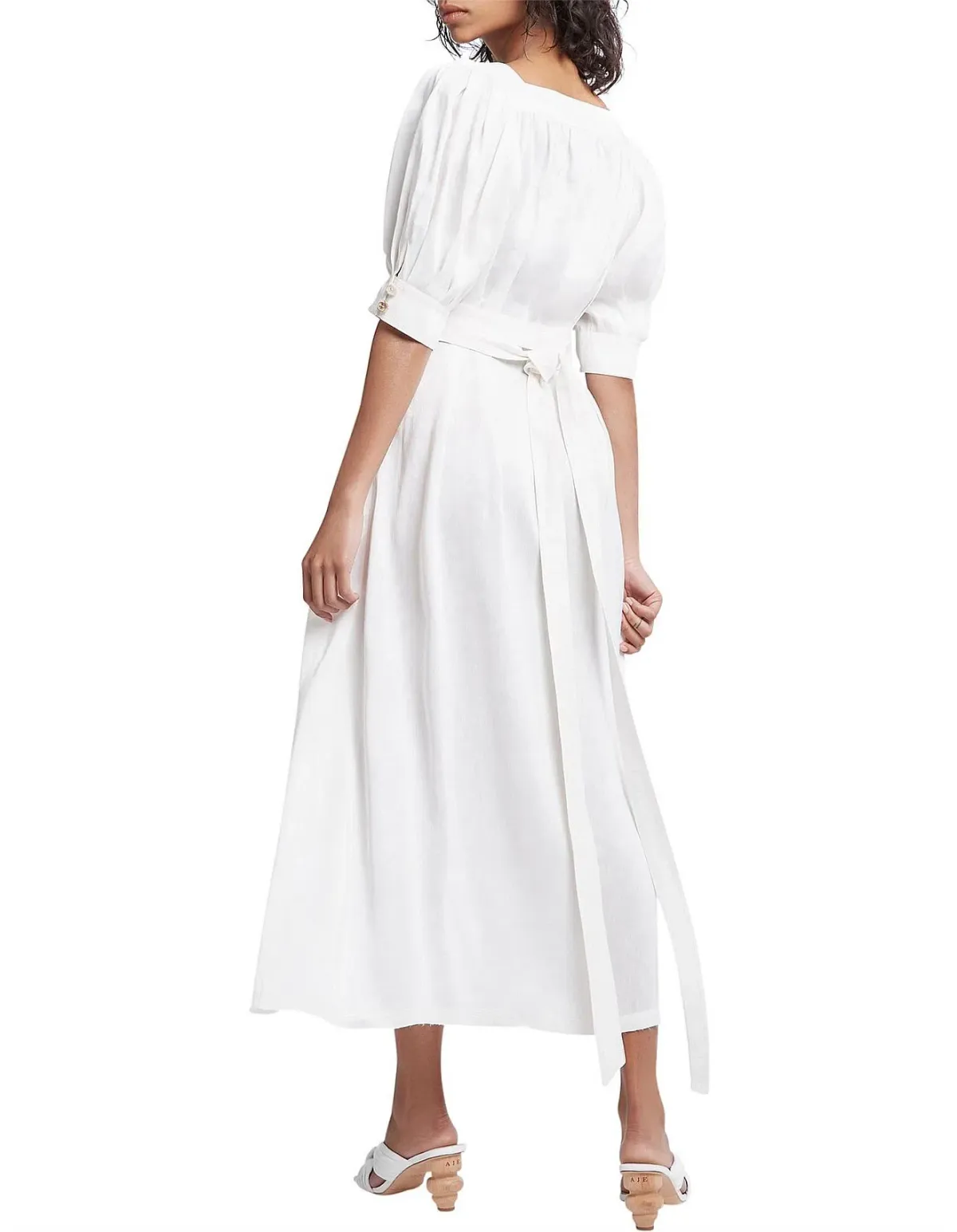 Aje The Aspect Silk Linen Dress White Size 12 - Image 3