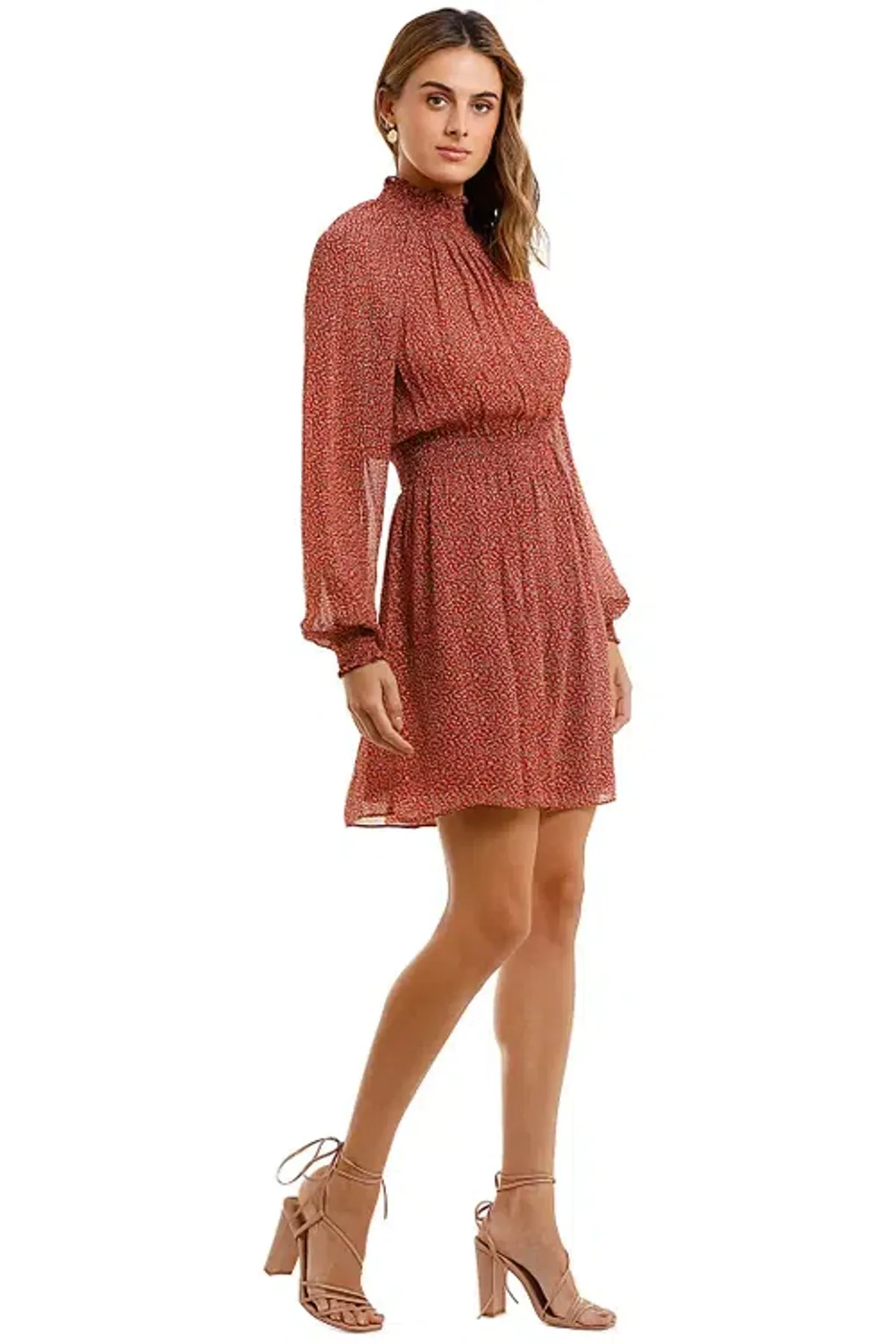 Saba Filigree Silk Mini Dress in Rust in Size 10 - Image 2