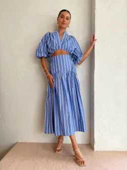Shona Joy Deconstructed Kimberly Midi Chambray Blue Size 8 for rent on The Volte - image 1