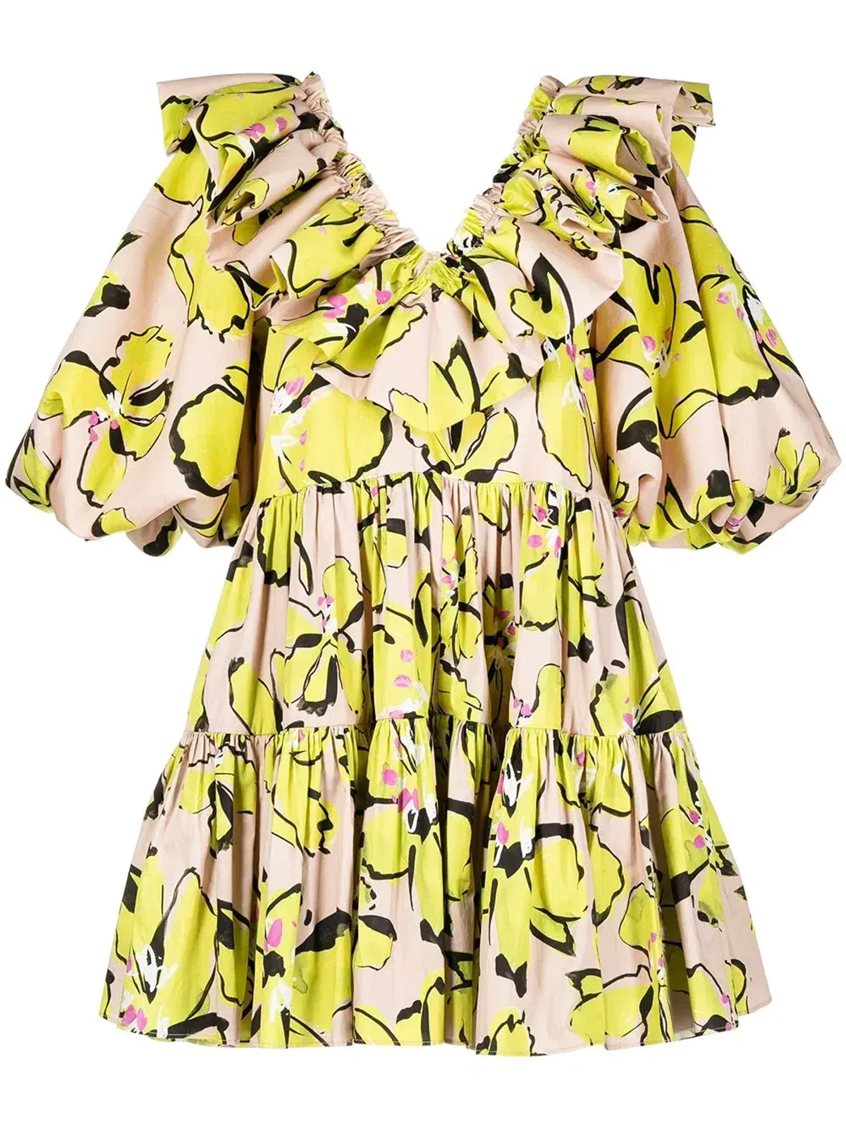 Aje Ruffle Mini Dress Print Size 8 - Image 4