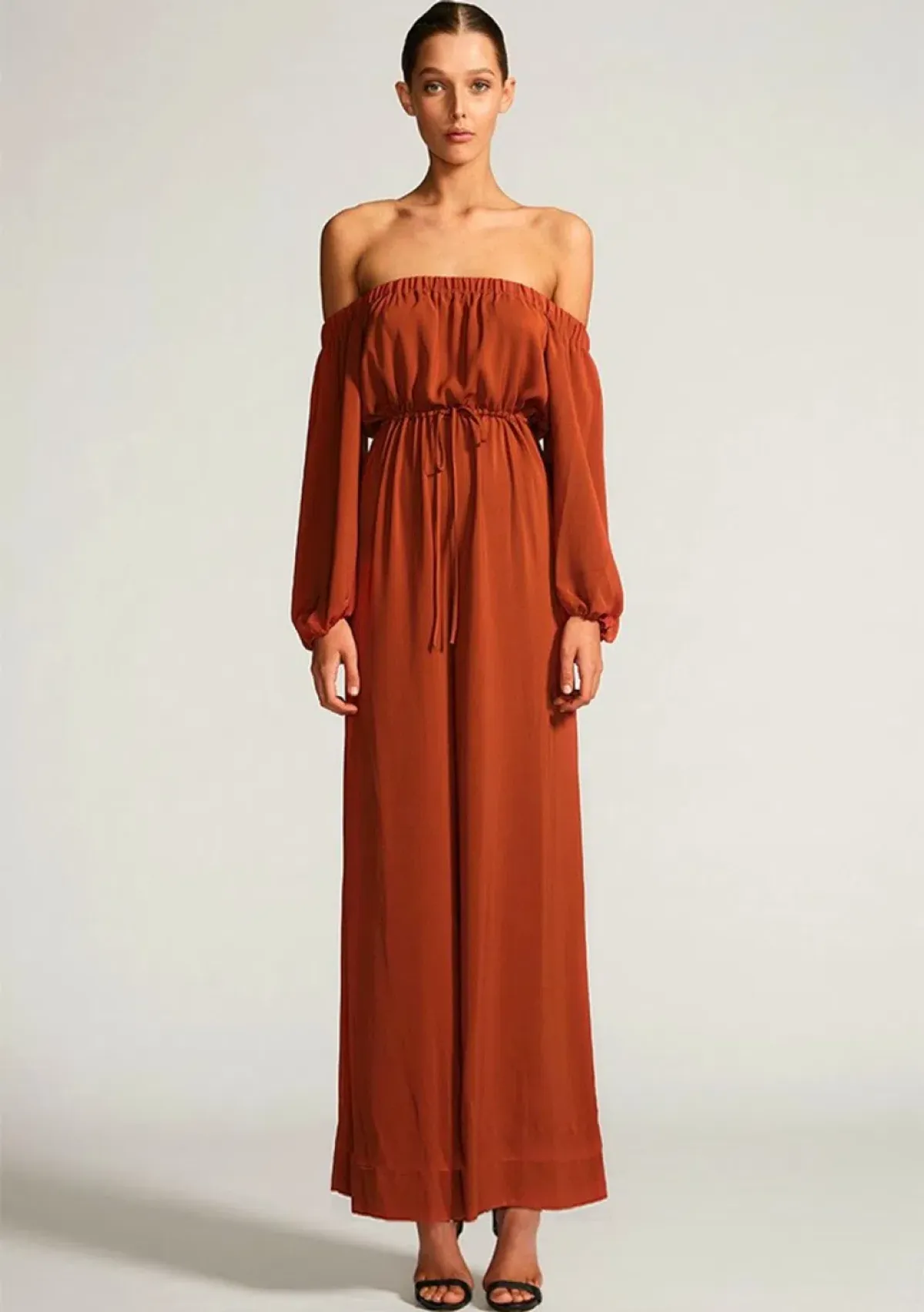 Shona Joy Off The Shoulder Jumpsuit Rust Size 8 - Image 1