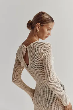 DISSH Ophelia Long Sleeve Crochet Maxi Dress Natural Size 10 / M for rent on The Volte - image 4